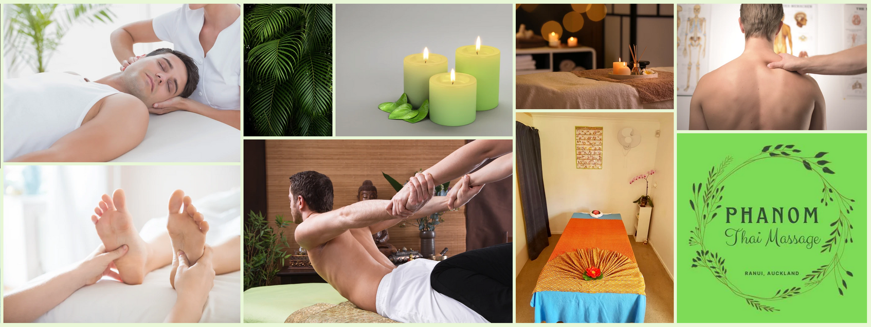 a collage of pictures showing different types of massage