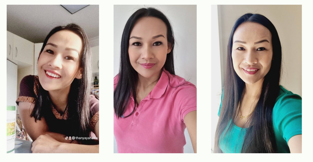 three different pictures of a Nuy, a Massage Therapist at Phanom Thai Massage in Ranui Auckland